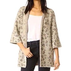 Anthropologie Cupcakes And Cashmere Animal Print Knit Cardigan Sweater XSP